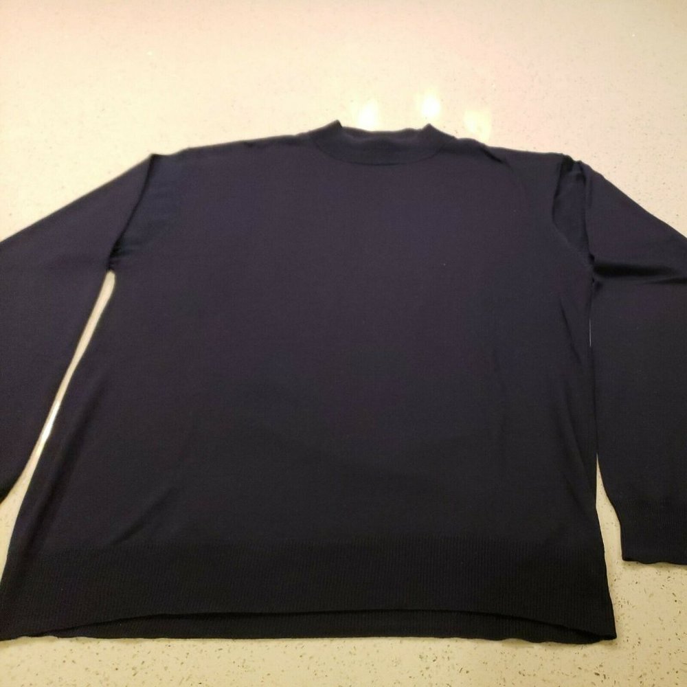 Anthology Mens L Sweater Navy blue Textured Long Sleeve 100% Silk